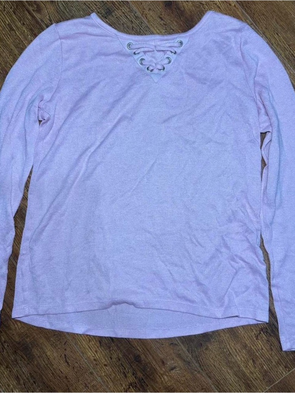 Place Women's Pink Lace-Up Long Sleeve Top